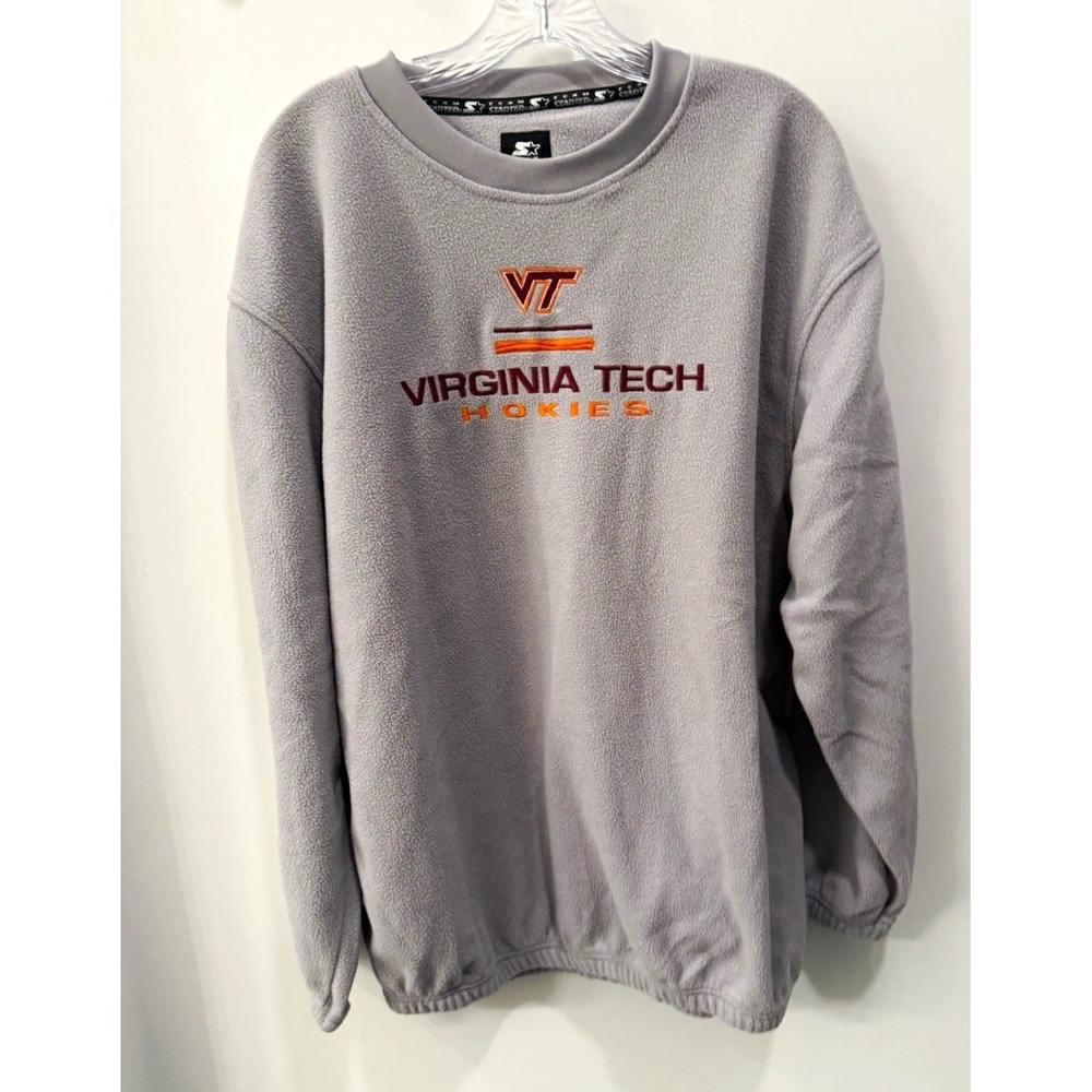 Vintage Starter Virginia Tech Hokies Fleece Pullover L NCAA 90s Y2K Oversized